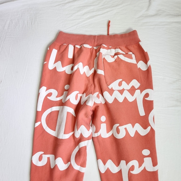 Champion men's reverse weave script logo spellout sweatpants joggers coral sz L - Picture 3 of 15